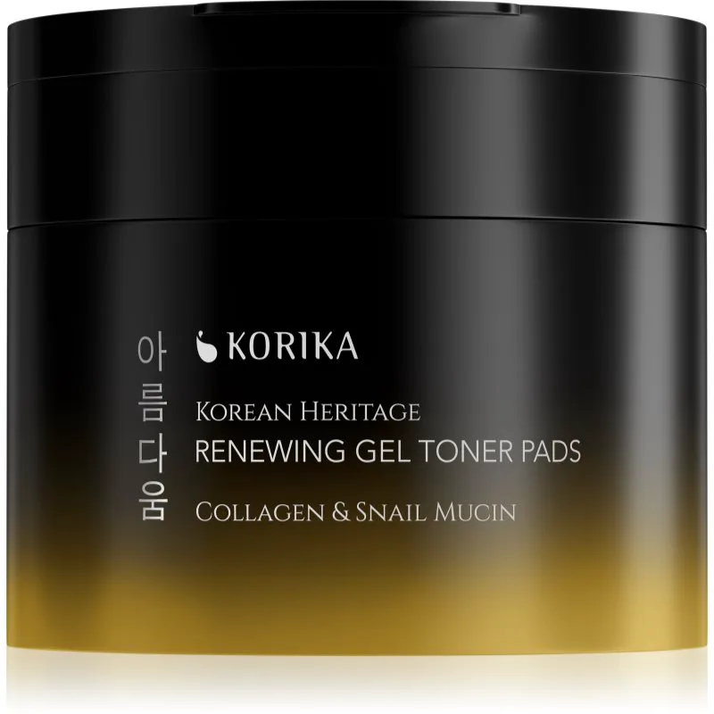 KORIKA Korean Heritage Collagen & Snail Mucin Renewing Gel Toner Pads αναπλαστικά τζελ επιθέματα τόνωσης 70 τμχ