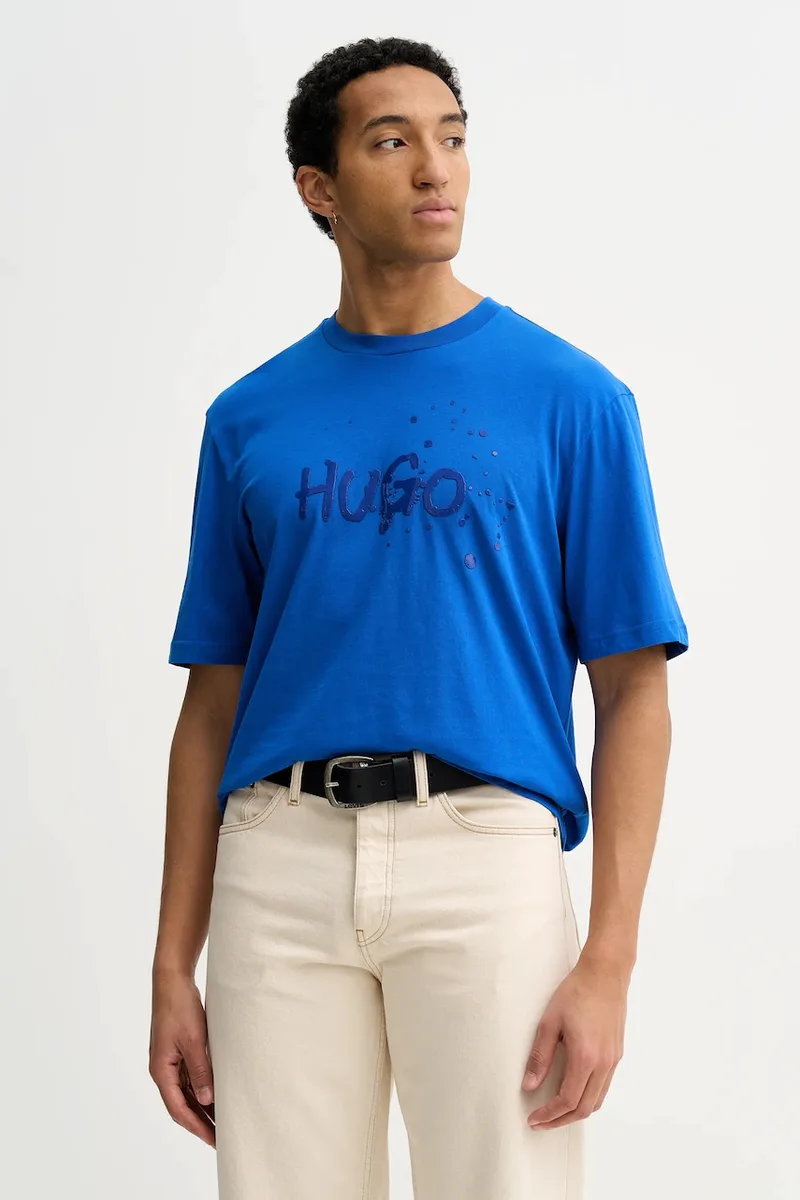 Βαμβακερό μπλουζάκι Hugo Blue Nierofix