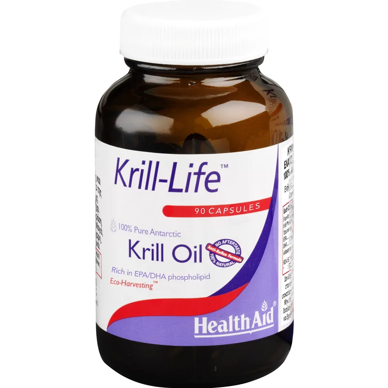 Health Aid Krill-Life Συμπλήρωμα Διατροφής με Έλαιο Krill Πλούσιο σε Ωμέγα 3 Λιπαρά Οξέα για την Καλή Υγεία του Εγκεφάλου της Όρασης & της Καρδιάς 90caps