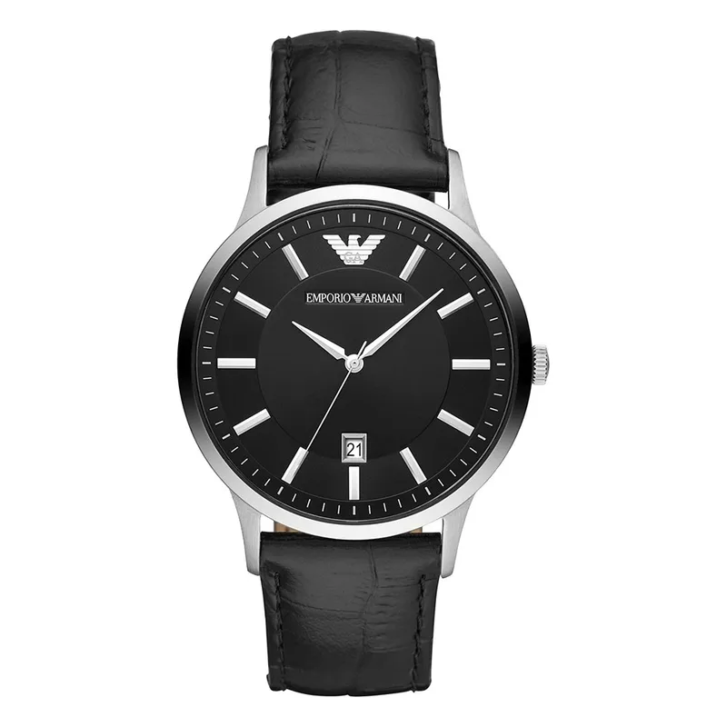 EMPORIO ARMANI Renato Black Leather Strap AR11186