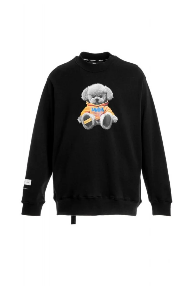 MOD WAVE MOVEMENT Unisex Φούτερ Teddy Bear Oversized - Μαύρο-MW091060461-BLACK