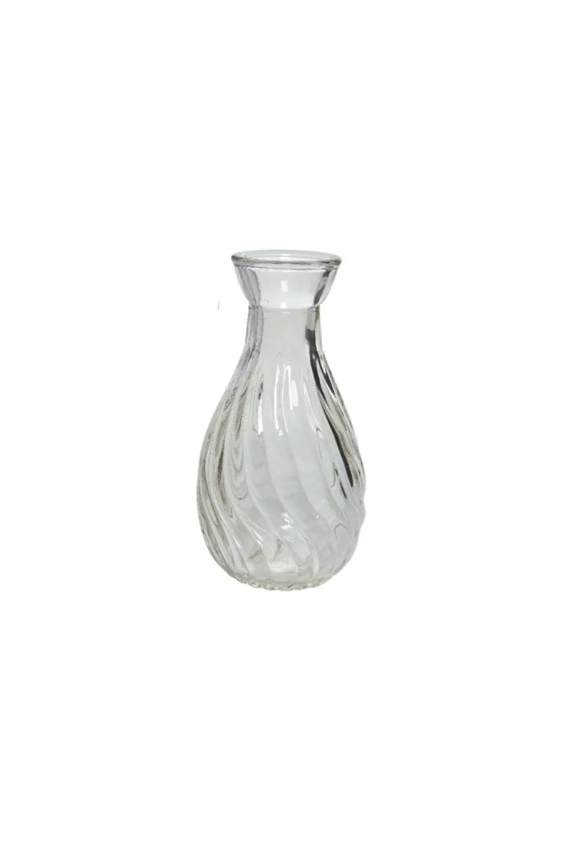 Βαζο Γυαλινο Με Αναγλυφο Σχεδιο 5.5x5.5x10cm Διάφανο Kaeming