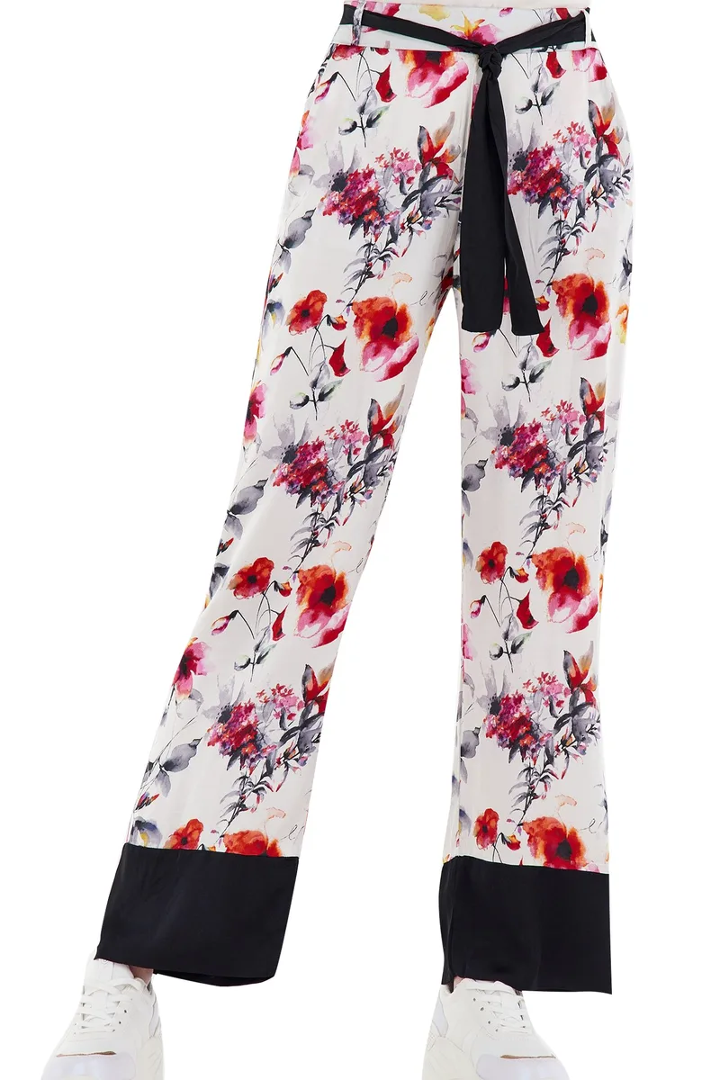 Παντελόνι Υφασμάτινο Freddy Floral Pattern Satin S2WSLP1C-FLO28N Γυναικείο