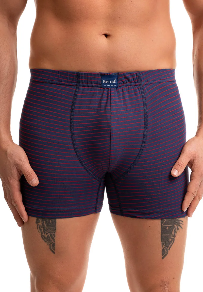 Boxer με εσωτερικό λάστιχο ριγέ Berrak BRK4411-Μπλε