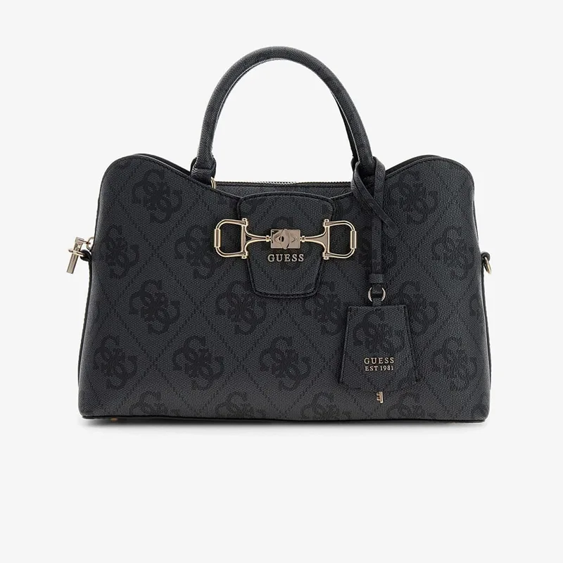 GUESS Janie Logo Girlfriend Satchel Coal Logo Universal