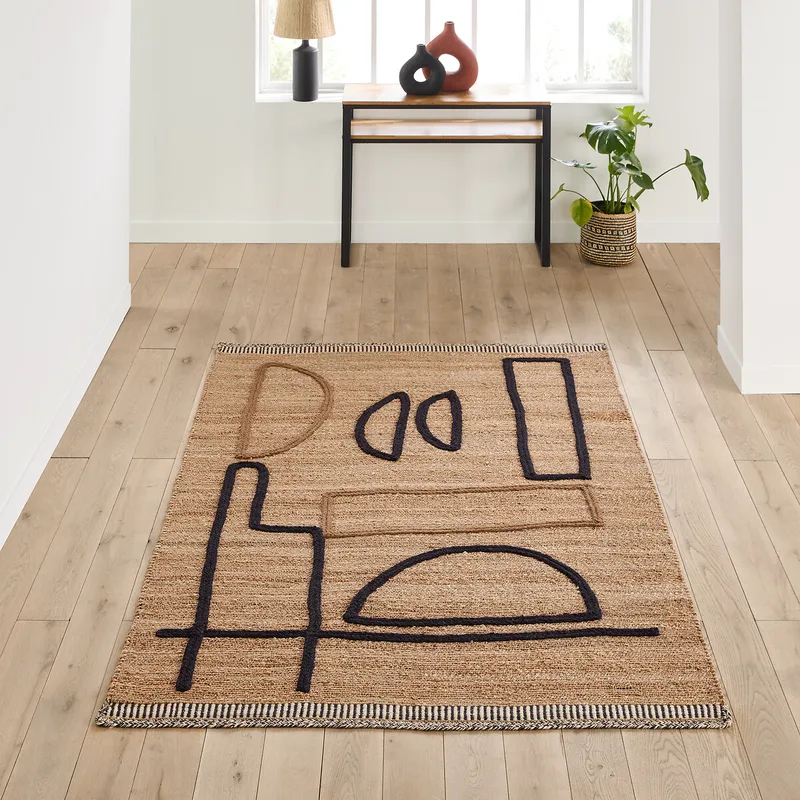 Χαλί από γιούτα με πλεγμένα μοτίβα 120x170 cm Μ120xΠ170cm