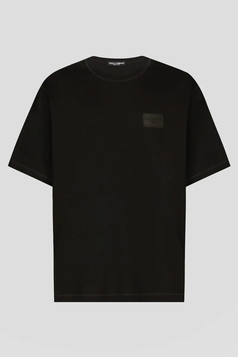 DOLCE&GABBANA Ανδρικό Μαύρο Logo T-Shirt In Black