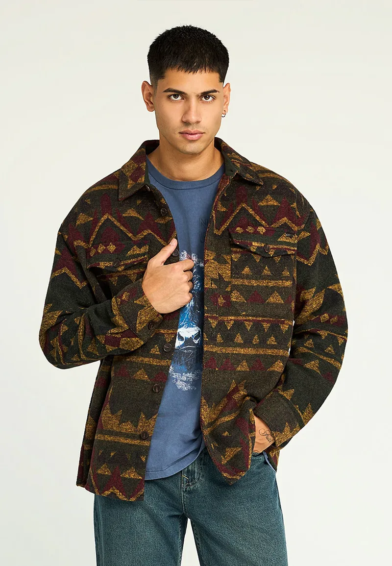 Ανδρικό casual overshirt με ethnic σχέδιο