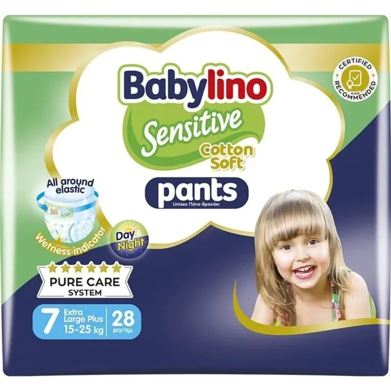 Babylino Sensitive Pants Cotton Soft Unisex No7 Extra Large Plus (15-25kg) 28 Τεμάχια