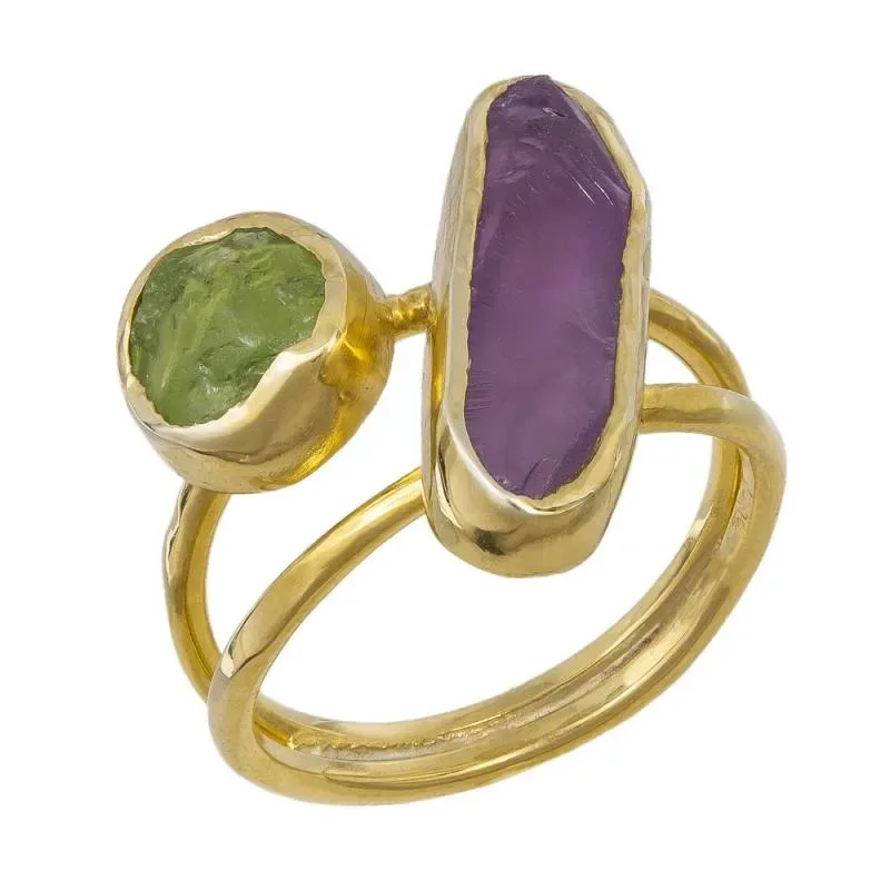 Επίχρυσο γυναικείο δαχτυλίδι 925 Amethyst and Peritod stones 042008 042008 Ασήμι