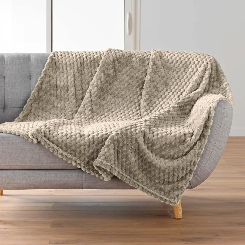Κουβέρτα Καναπέ Fleece (125x150) L-C Mini Frosty Taupe 1612812