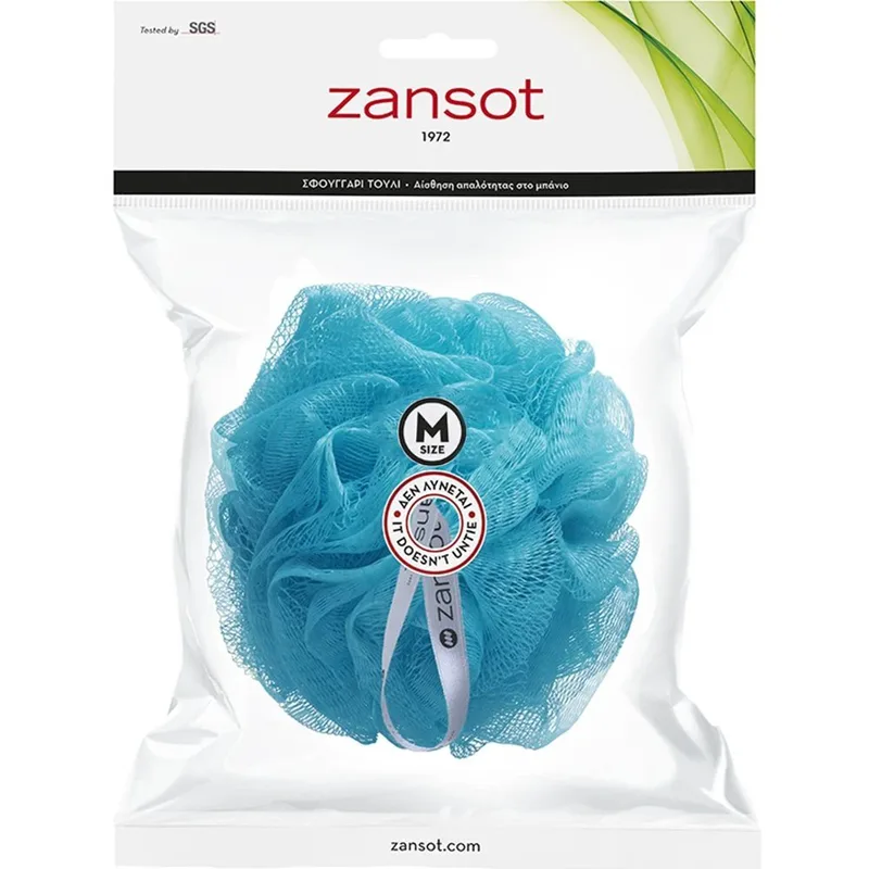 Zansot Mesh Sponge Medium Σφουγγάρι Τούλι για Αίσθηση Απαλότητας & Αναζωογόνησης 1 Τεμάχιο - Σμαραγδί