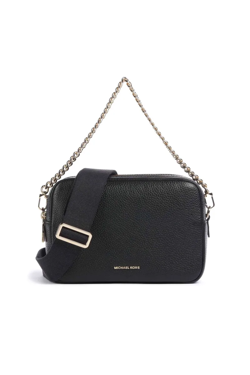 Michael Kors γυναικεία δερμάτινη τσάντα crossbody με μεταλλικό λογότυπο "Bryant" - 32S5GYTC5L Μαύρο