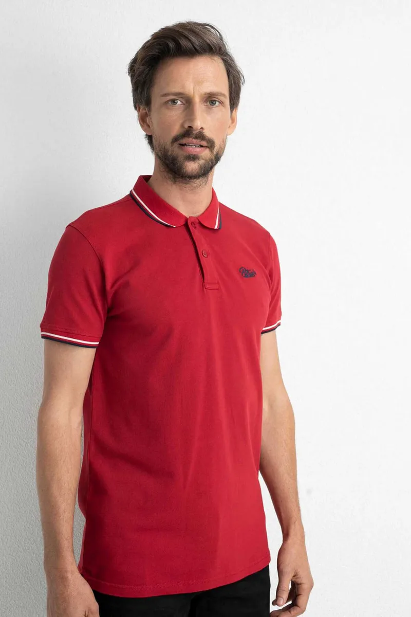 Petrol Industries Classic Polo Shirt - Κόκκινο - M-1020-POL901