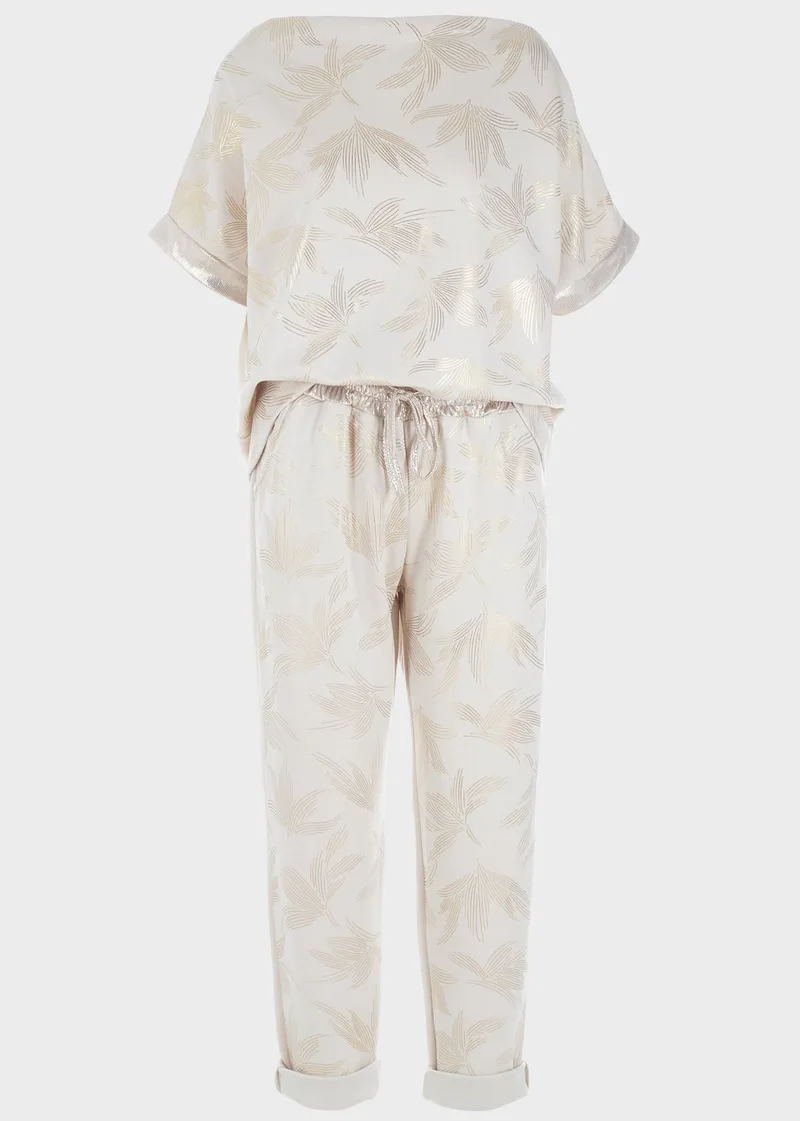 Γυναικείο σετ μπλούζα παντελόνι all print.Fashion Style ΜΠΕΖ