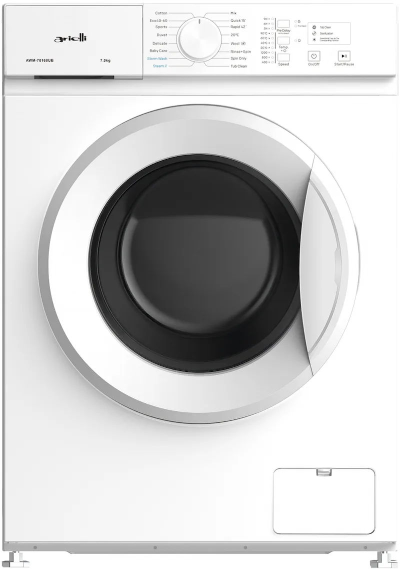 Arielli AWM-70168UB Πλυντήριο Ρούχων 7kg, 1200 Στροφών, με Ατμό, Α, Λευκό AWM-70168UB