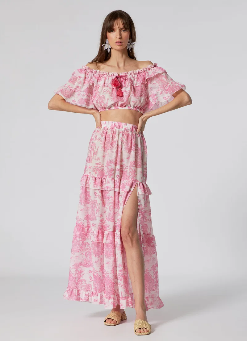 WOMEN'S LONG SKIRT JUNGLE PINK