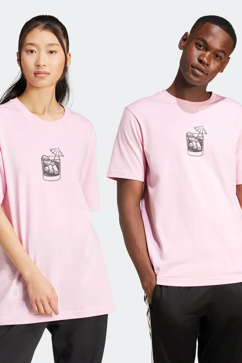 Adidas unisex T-shirt Regular Fit "Lounge Drink Graphic" - JJ4015 Ροζ