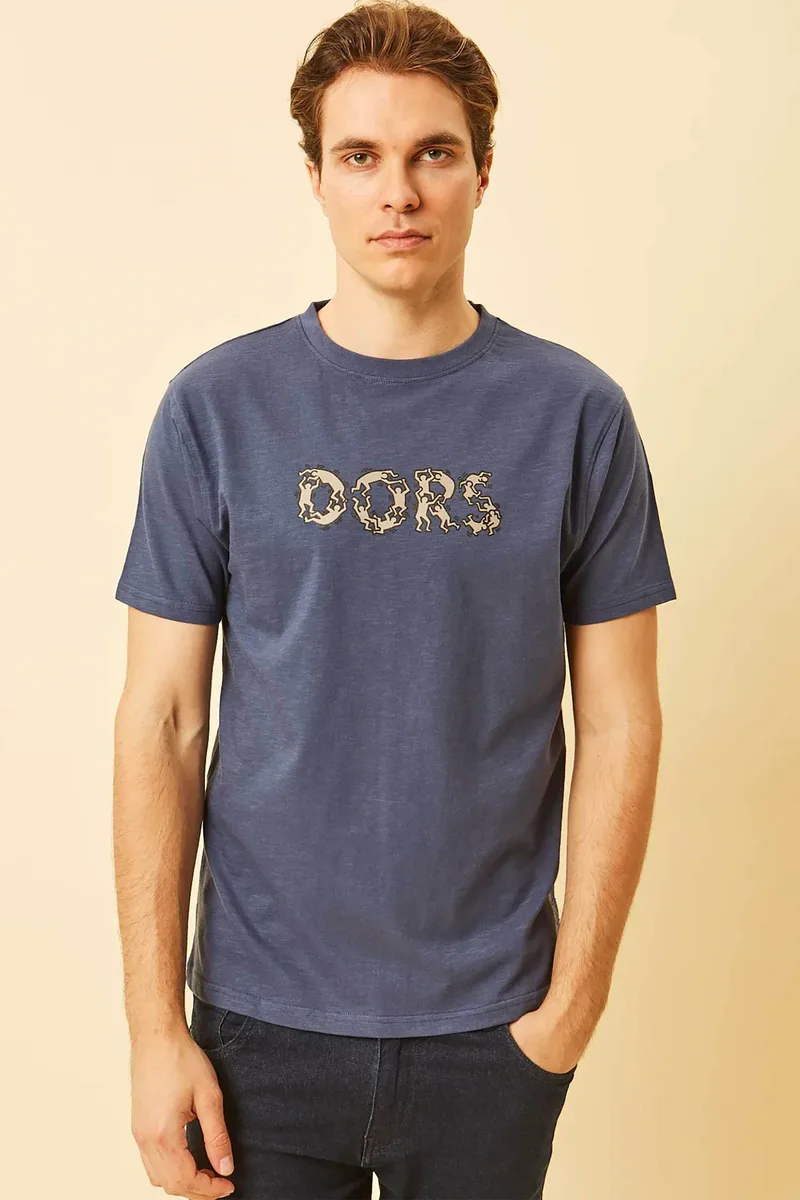 DORS ανδρικό T-shirt με graphic logo Regular Fit - 1140026.C01 Μπλε Σκούρο