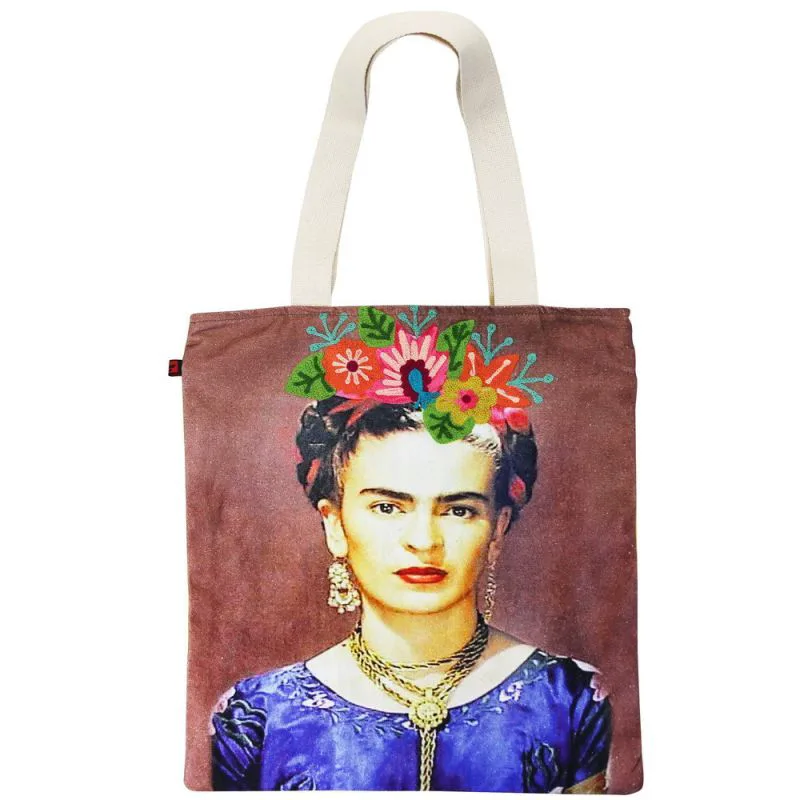 Τσάντα ώμου κεντημένη 40x45cm. Synchronia - Frida Κahlo (μπορντό)