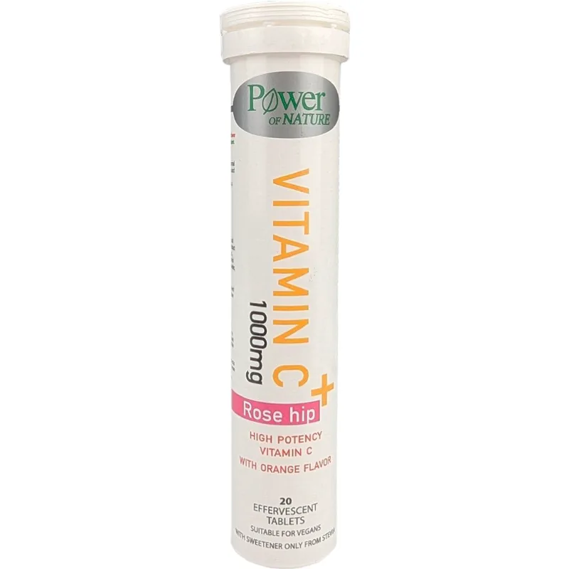 Power Health Vitamin C 1000mg + Rose Hip High Potency Συμπλήρωμα Διατροφής με Βιταμίνη C Υψηλής Ισχύος & Εκχύλισμα Αγριοτριανταφυλλιάς για Αντιοξειδωτική Προστασία & Ενίσχυση του Ανοσοποιητικού Συστήματος με Γεύση Πορτοκάλι 20 Effer.tabs