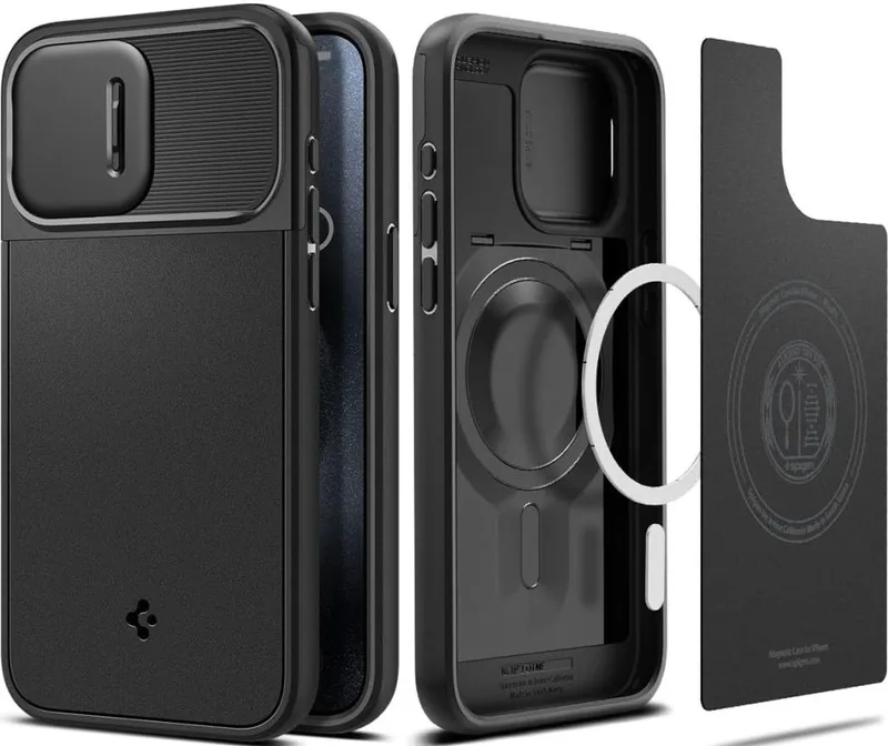 Θήκη Apple iPhone 15 Pro Max - Spigen Optik Armor MagFit με Κάλυμμα για την Κάμερα & MagSafe - Black (ACS06599)