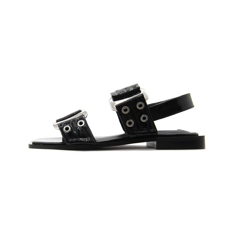 Σανδάλια χωρίς τακούνι Steve Madden SARIA E PATENT FAUX LEATHER FLAT SANDALS WOMEN