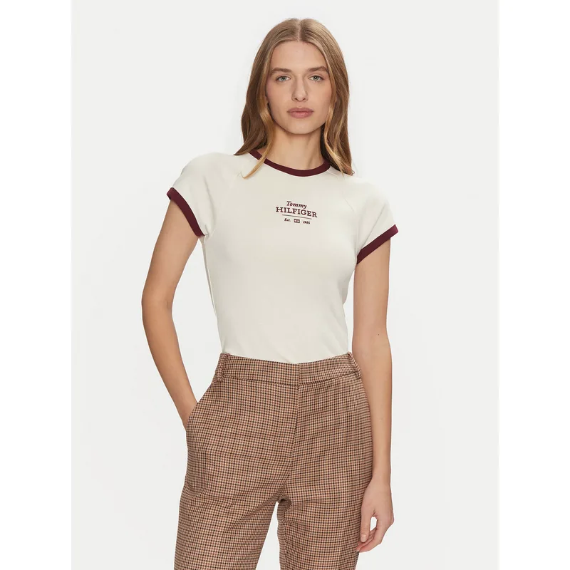 Tommy Hilfiger T-Shirt WW0WW43898 Μπεζ Slim Fit