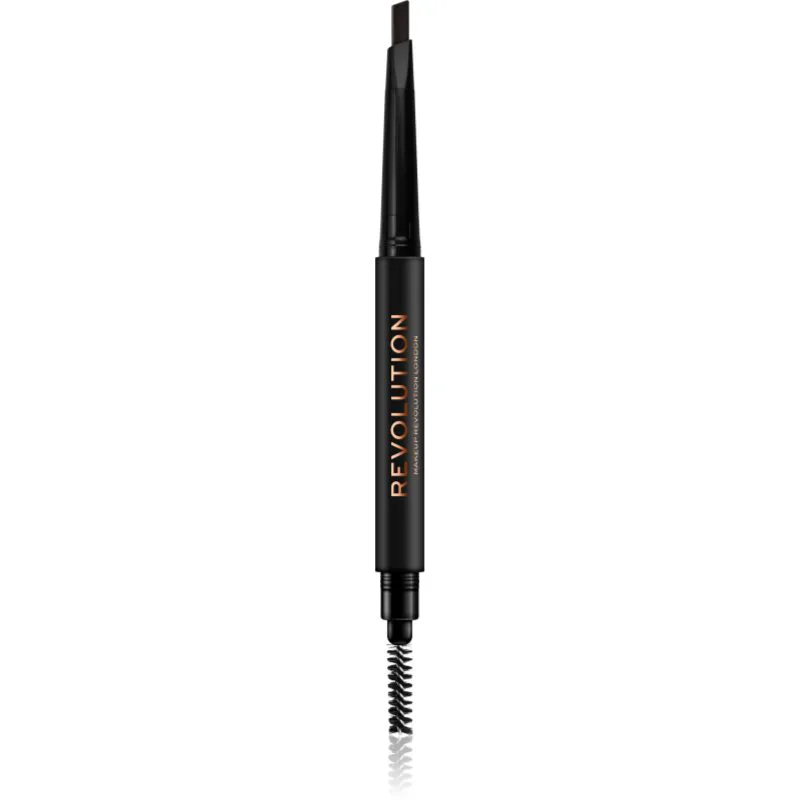 Revolution Duo Brow Definer ακριβής μολύβι για τα φρύδια απόχρωση Dark Brown 0.25 γρ