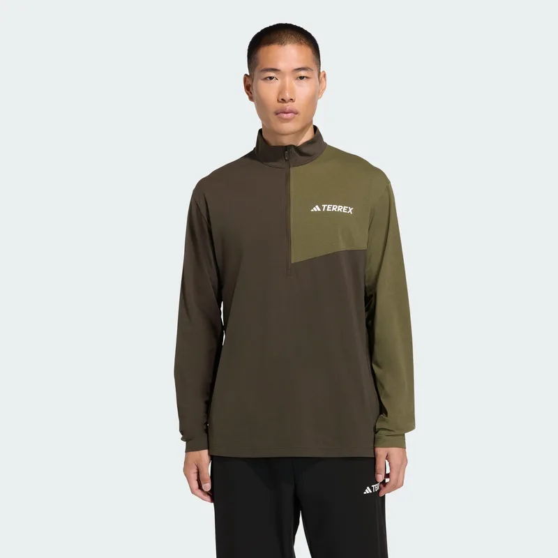 adidas Terrex M Multi Climacool 1/2 Zip Long Sleeve Tee (9000258567_79430)