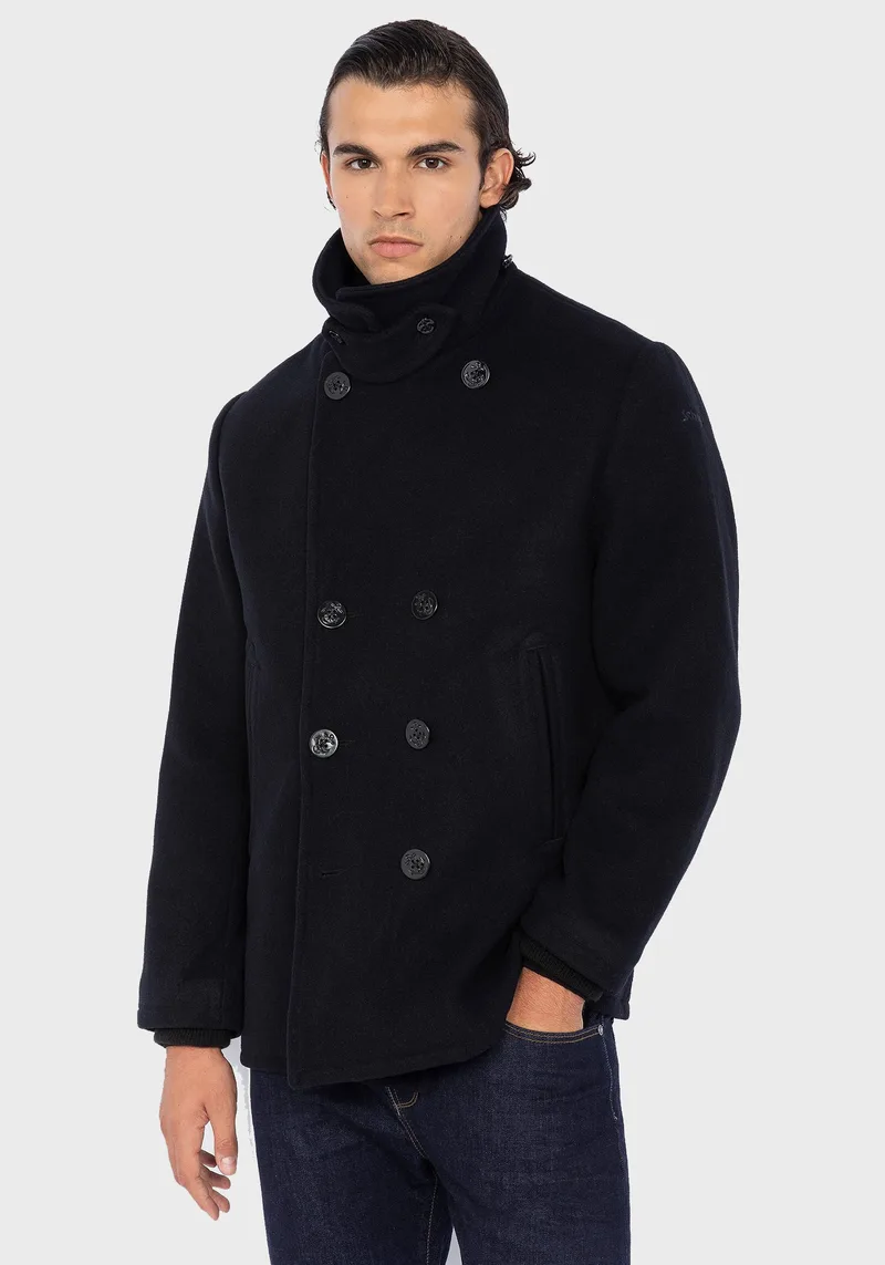 Schott N.Y.C. Σταυρωτό Παλτό της σειράς Coat - SEACOAT Blue