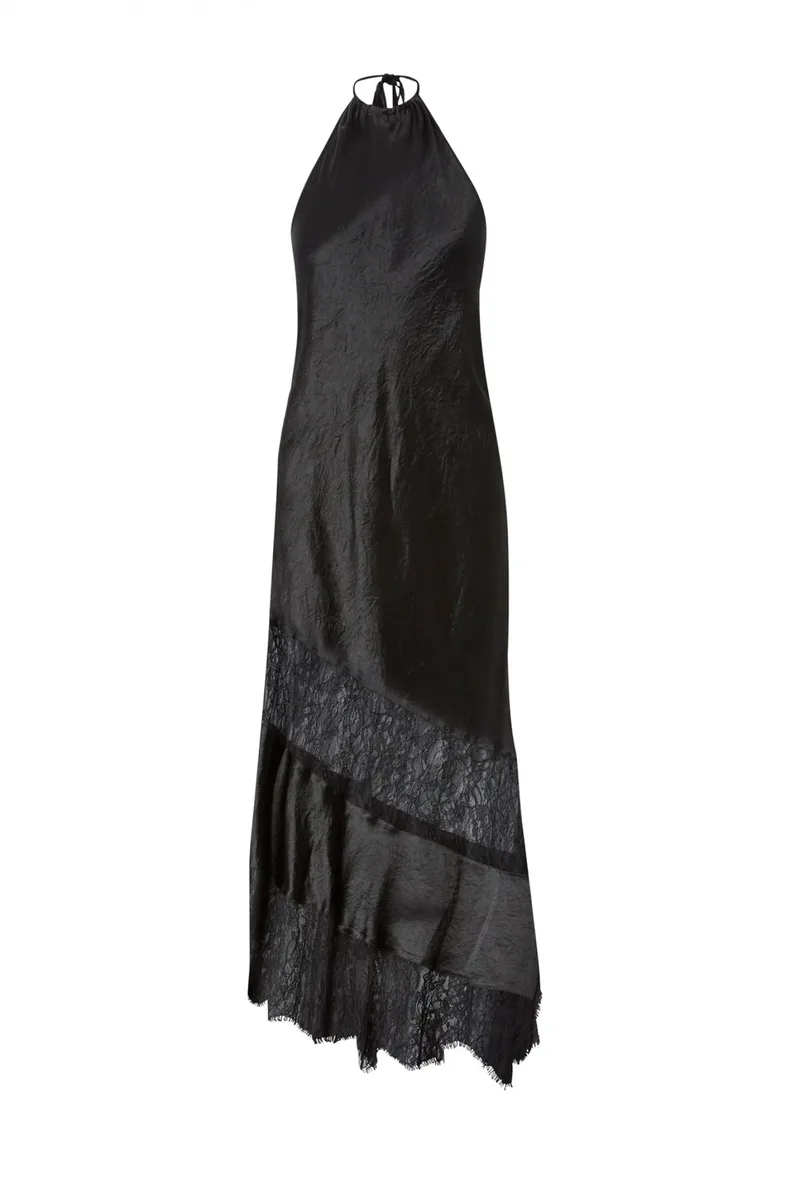 PINKO ΦΟΡΕΜΑ MIDI FORESTER DRESS ΑΣΣΥΜΕΤΡΟ ΜΑΥΡΟ