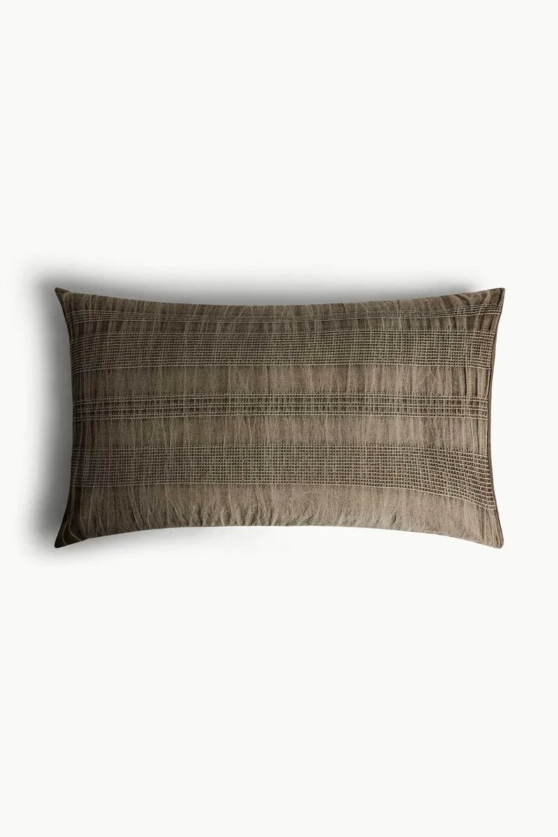 Coincasa βαμβακερή μαξιλαροθήκη με waffle pattern 50 x 80 cm - 007499941 Καφέ
