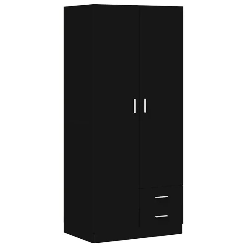 vidaXL Ντουλάπα Μαύρη 80 x 52 x 180 εκ. από Επεξ. Ξύλο
