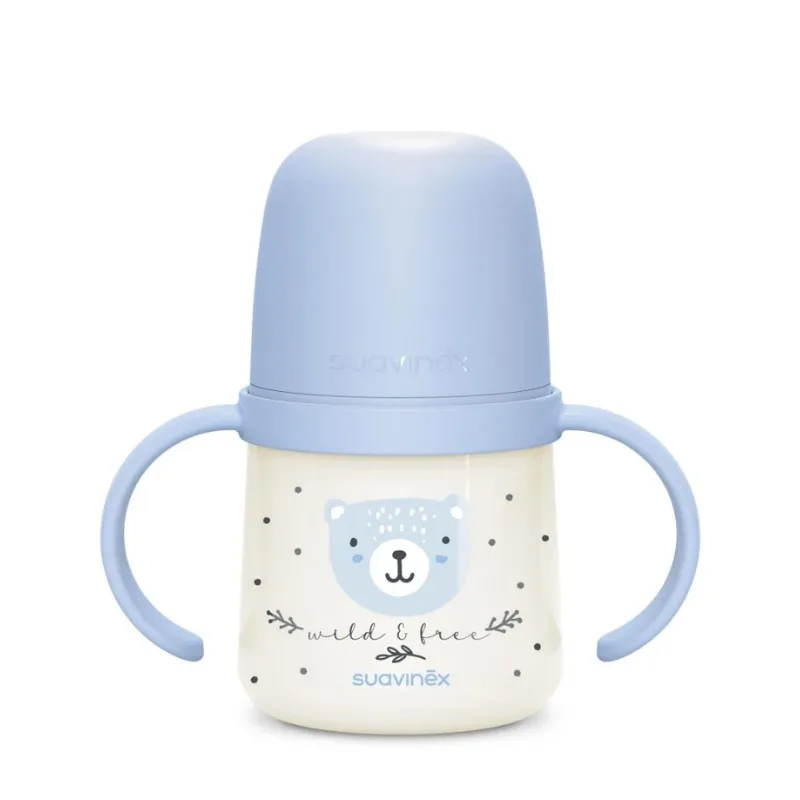 Μπουκάλι Εκπαιδευτικό Suavinex Με Λαβές Night & Day Wild Blue +6m 150ml BR79813