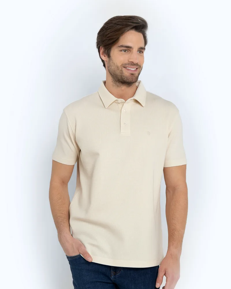 The Bostonians Ανδρική Μπλούζα Polo Pique Waffle Regular Fit 3PS1287|B056CR Εκρού