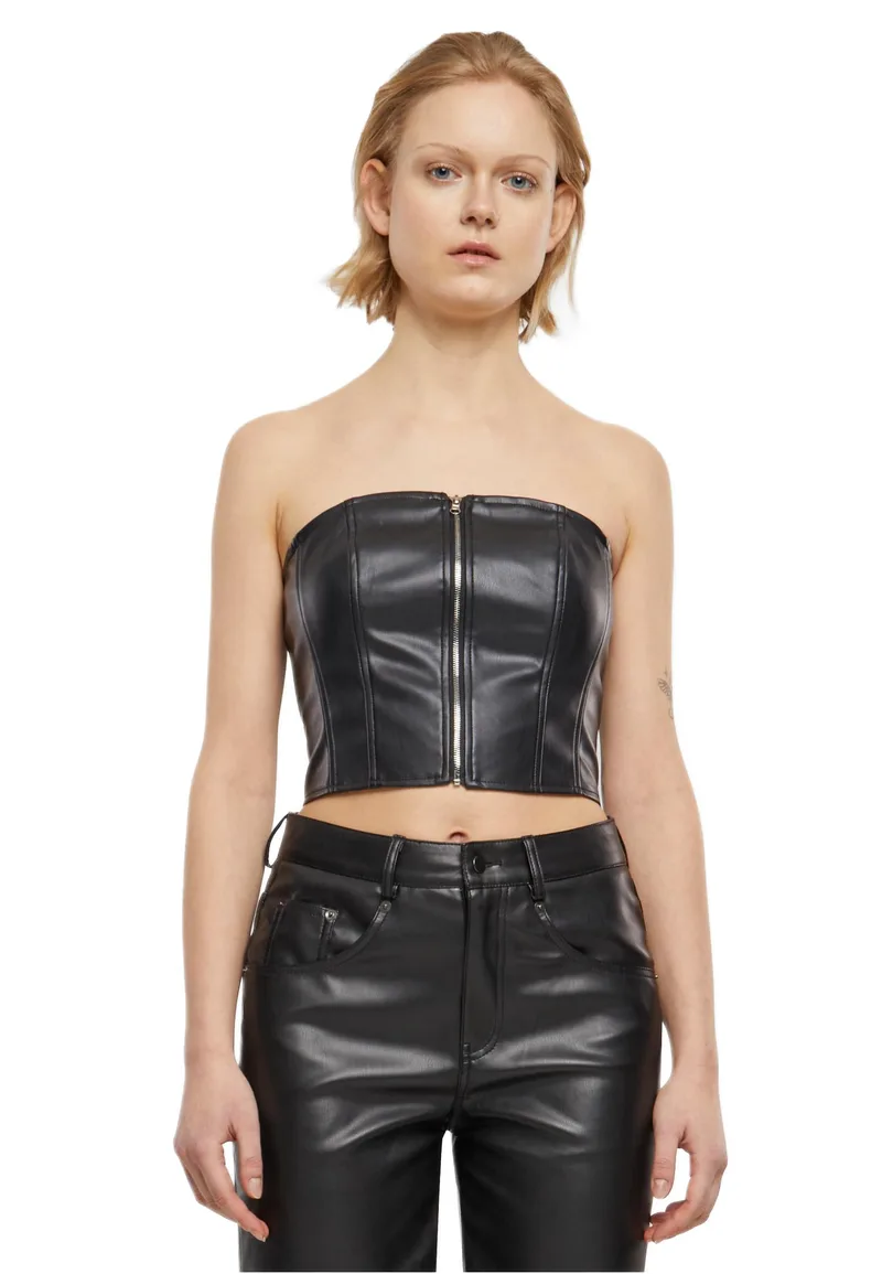 Ladies Synthetic Leather Bandeau Top Urban Classics TB6952-00007 Black