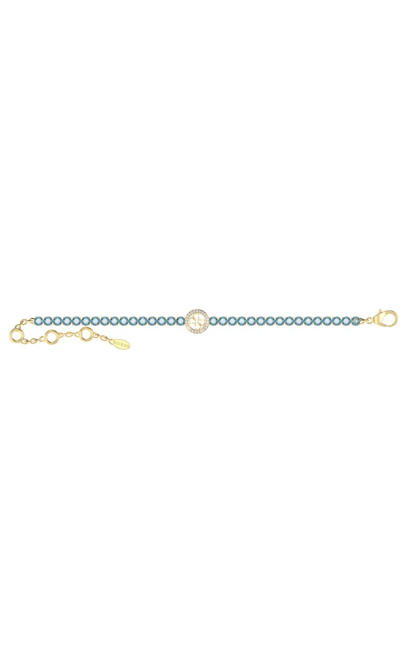 GUESS STEEL PARADISE JUBB05142JWYGLSL Βραχιόλι Χρυσό Με Γαλάζιες Πέτρες Και Χρυσό Σχέδιο