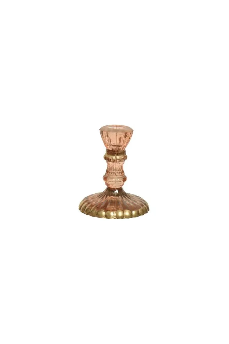 Κηροπηγιο Γυαλινο 10CM 9x9x10cm Ρόζ Kaeming