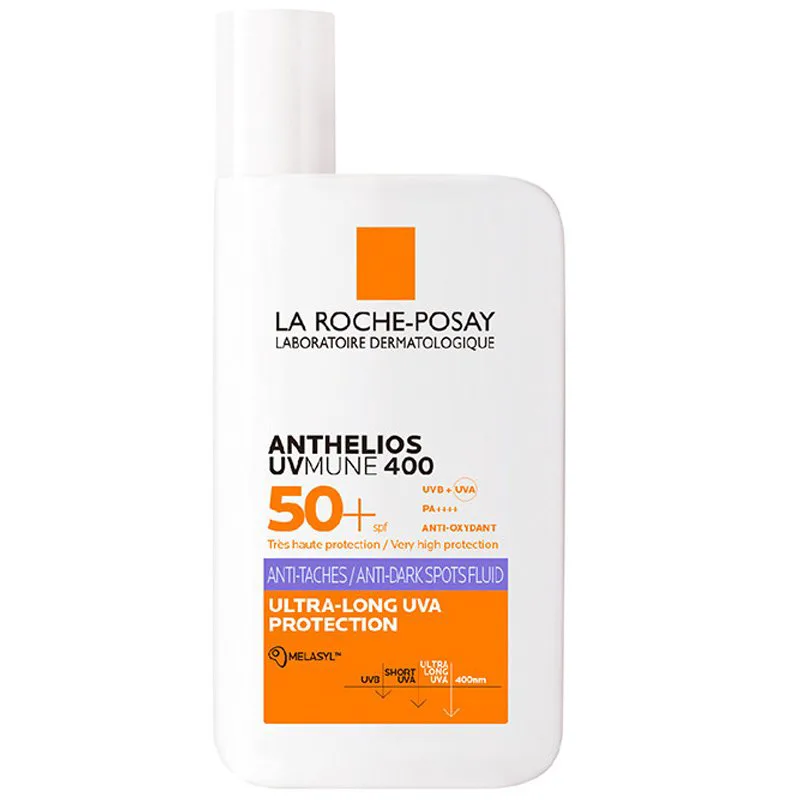 La Roche-Posay Anthelios UVMune 400 Anti-Dark Spots Fluid Spf50+ Αντηλιακό Προσώπου που Διορθώνει τον Ανομοιόμορφο Τόνο & τις Κηλίδες Πολύ Υψηλής Προστασίας 50ml