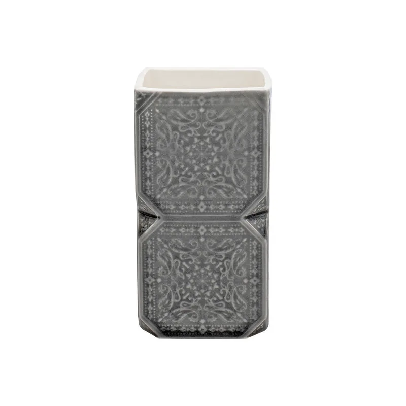 Ποτηροθήκη Πήλινη Γκρι Feng Shui Estia 6,7x6,7x12,9εκ. 02-11444 (Υλικό: Πήλινο, Χρώμα: Γκρι) - estia - 02-11444