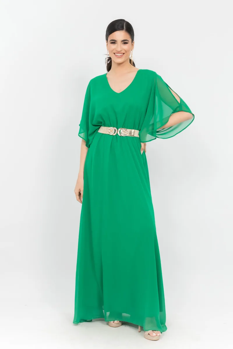 ΦΟΡΕΜΑ PLUS SIZE ΜΑΚΡΥ ΜΟΥΣΕΛΙΝΑ ΠΡΑΣΙΝΟ ΠΡΑΣΙΝΟ