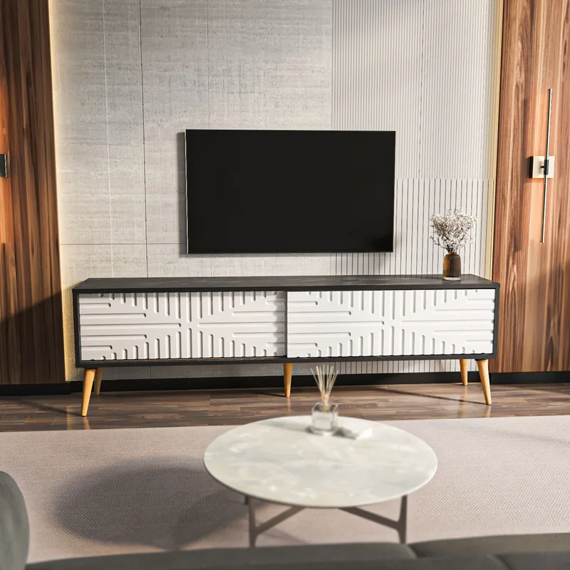 Έπιπλο Τηλεόρασης Riso - Bendire White 875Zna5317 (180x54x35 cm)