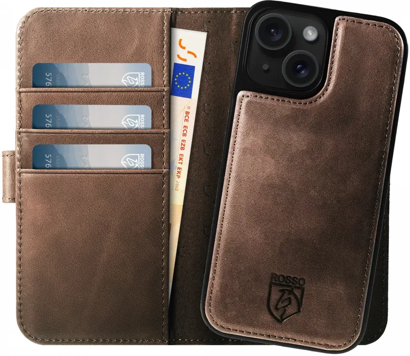Κόκκινο Elite - MagSafe Δερμάτινη Θήκη / Πορτοφόλι - Apple iPhone 14 - Brown (8719246420078)