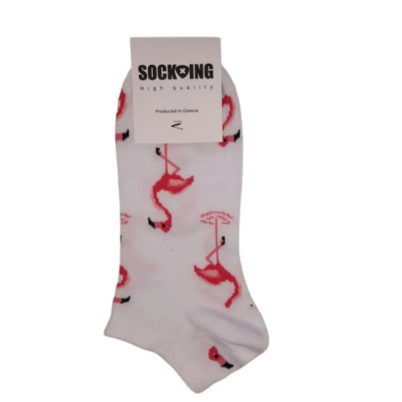 Τερλίκι κάλτσα Γυναικεία με σχέδιο Flamingo | S80420 ΛΕΥΚΟ