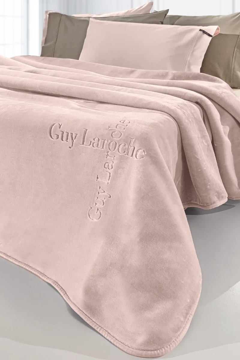 Κουβέρτα Soft Velvet Μονή 160x220εκ. Logo Pudra Guy Laroche (Ύφασμα: Βελούδο, Χρώμα: Ροζ) - Guy Laroche - 5206480644733