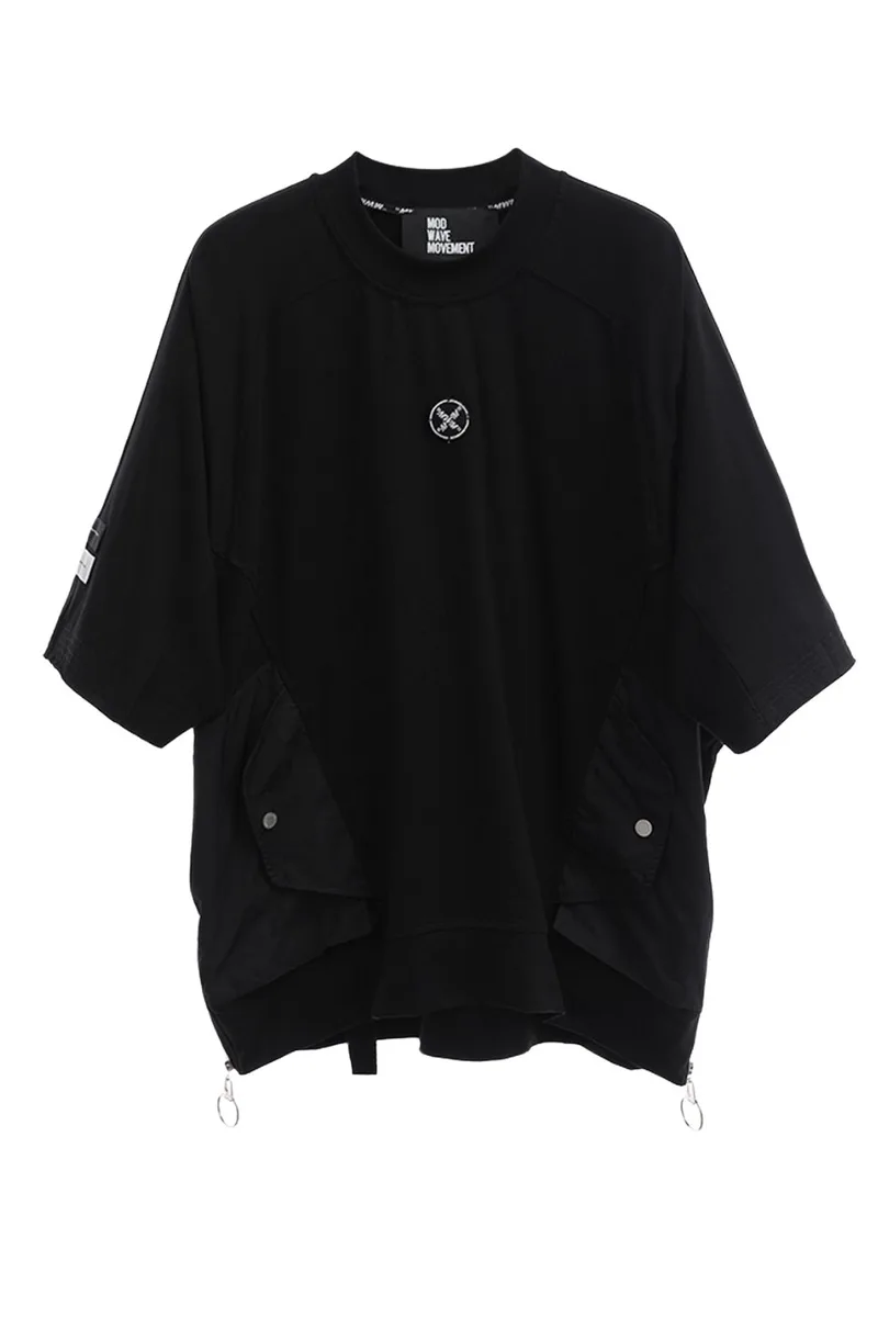 MOD WAVE MOVEMENT Unisex T-Shirt DOUBLE POCKETS ZIP MW082020477 - ΜΑΥΡΟ-MW082020477-BLACK