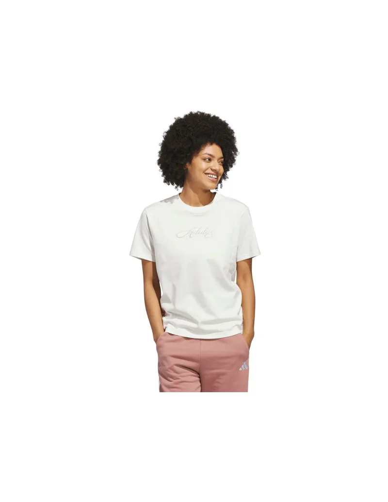 adidas Cursive Wordmark Graphic Women's TShirt White KQ6404