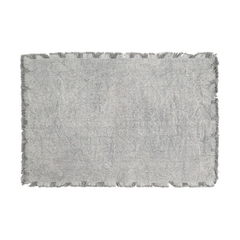 Σουπλά Με Κρόσσια Βαμβακερό Γκρι 50x33εκ. Loom Estia 07-36119 (Σετ 2 Τεμάχια) (Ύφασμα: Βαμβάκι 100%, Χρώμα: Γκρι) - estia - 07-36119