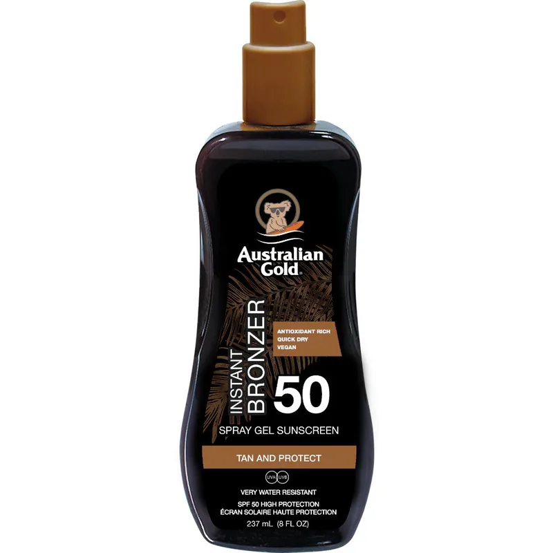 Australian Χρυσό Instant Bronzer Spray Gel Sunscreen SPF50 Tan & Protect (237ml)